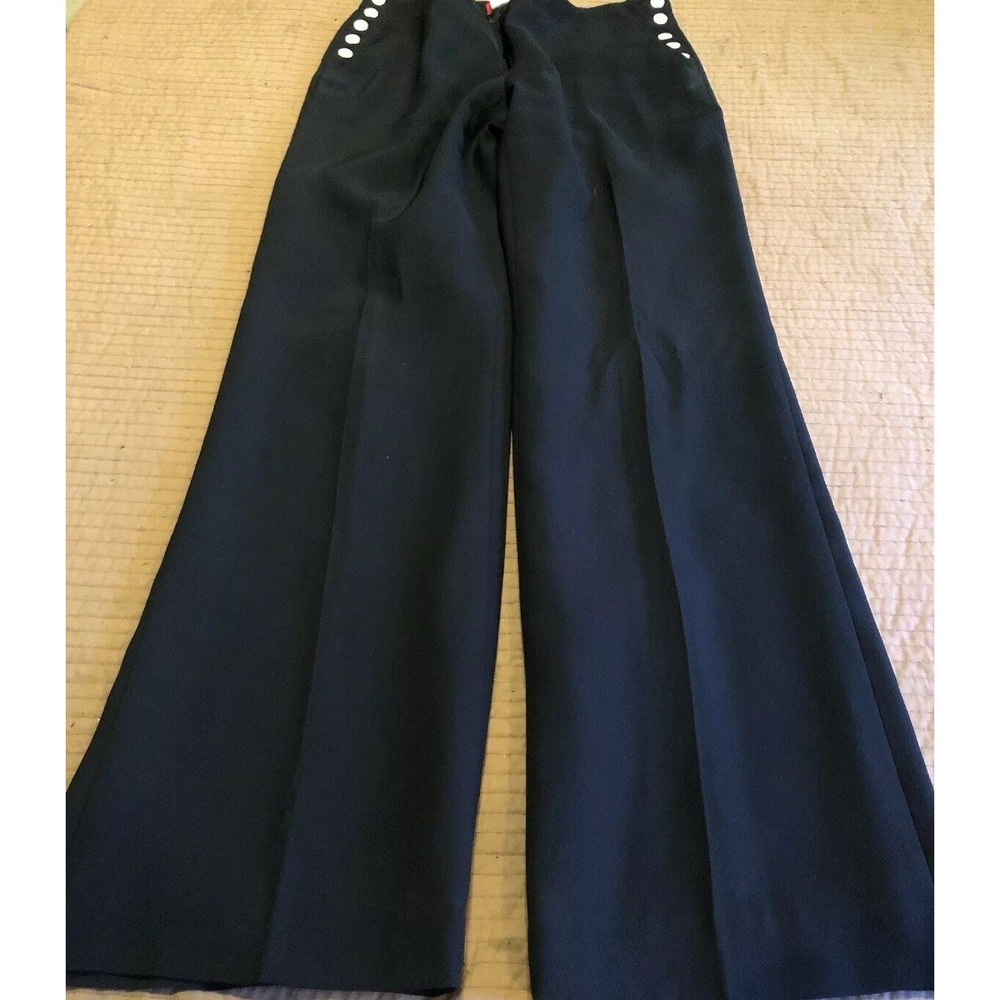 Womens Ann Klein Black Business Dress Pants W Side Buttons Lined Size 8 Polyeste - Picture 8 of 8